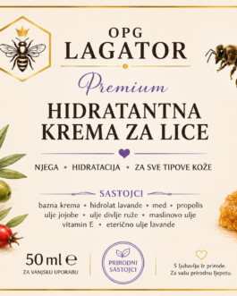 Premium hidratantna krema za lice s medom, propolisom i lavandom